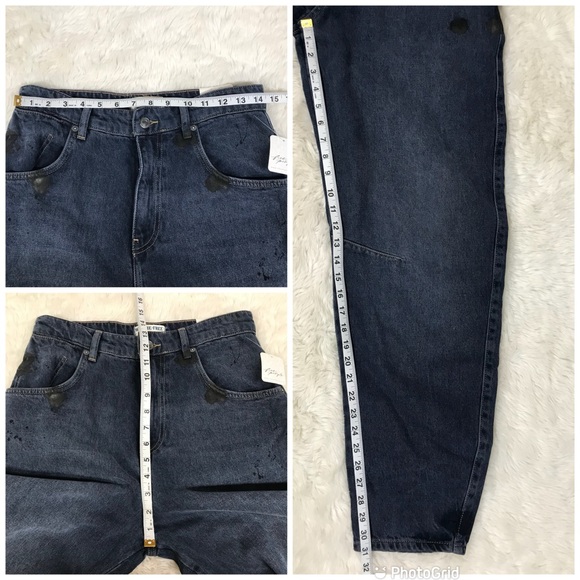 WE THE FREE Augusta High Rise Slim Barrel Jeans Size 28 Distressed Dark Wash New - Picture 16 of 16